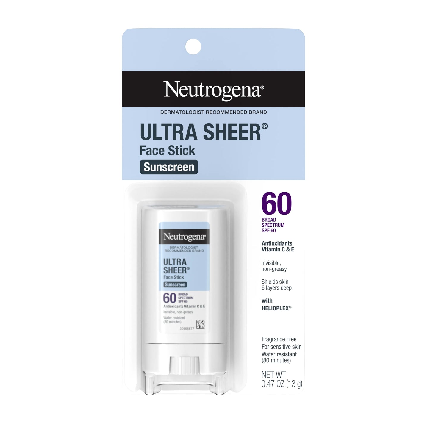 Neutrogena Ultra Sheer Face Stick Sunscreen SPF 60, 0.47 oz