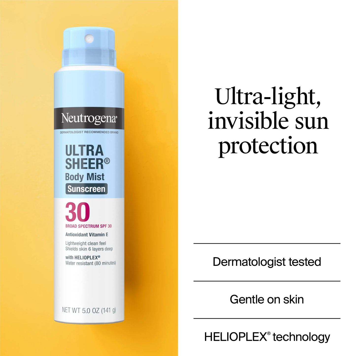 Neutrogena® Ultra Sheer® Body Mist Sunscreen Spray Broad Spectrum SPF 30, 5 Oz