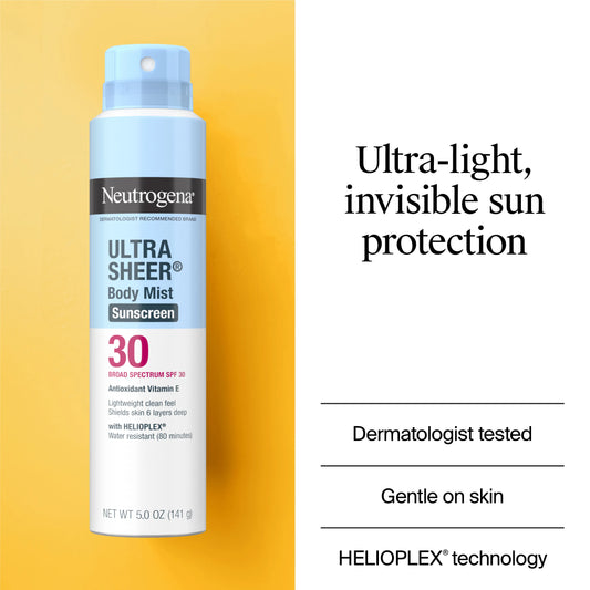 Neutrogena® Ultra Sheer® Body Mist Sunscreen Spray Broad Spectrum SPF 30, 5 Oz